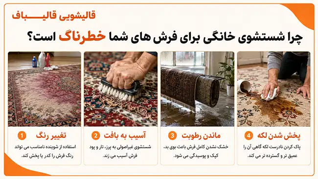 چرا شستشوی خانگی برای فرش های شما خطرناک است؟